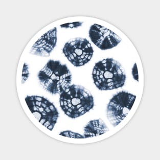 Shibori Kumo tie dye dark navy blue dots over white Magnet